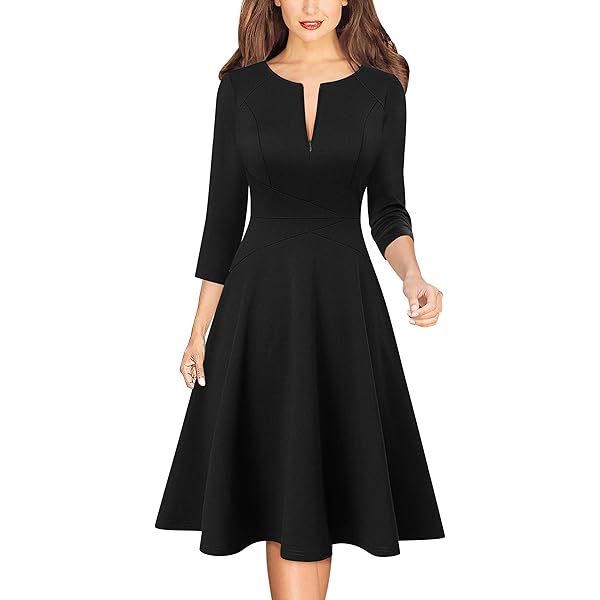 VFSHOW Womens 2024 Winter Work Business Dresses Pockets Midi